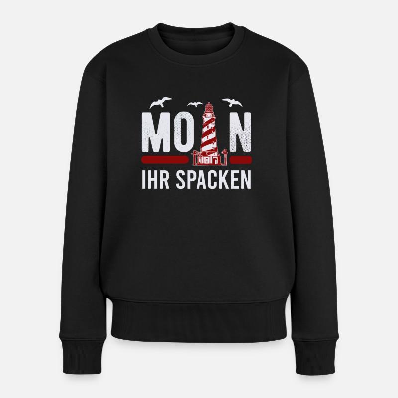 Moin ihr Spacken - Frauen Premium Bio Pullover - Schwarz