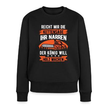 Kettensäge Kettensägen Holzfäller - Frauen Premium Bio Pullover - Schwarz - Vorne - Julia (174cm)
