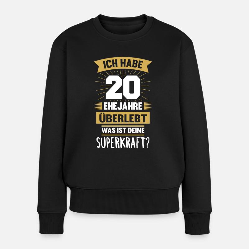 Ehemann 2000 Hochzeit Porzellanhochzeit - Frauen Premium Bio Pullover - Schwarz