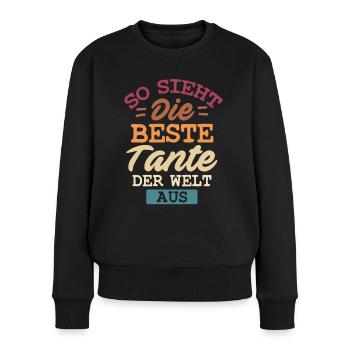 So Sieht Die Beste Tante Der Welt Aus Patentante - Frauen Premium Bio Pullover - Schwarz - Vorne - Julia (174cm)