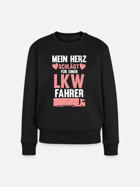 LKW Fahrer Liebe Herz Lastkraftwagen Geschenk - Frauen Premium Bio Pullover - Schwarz