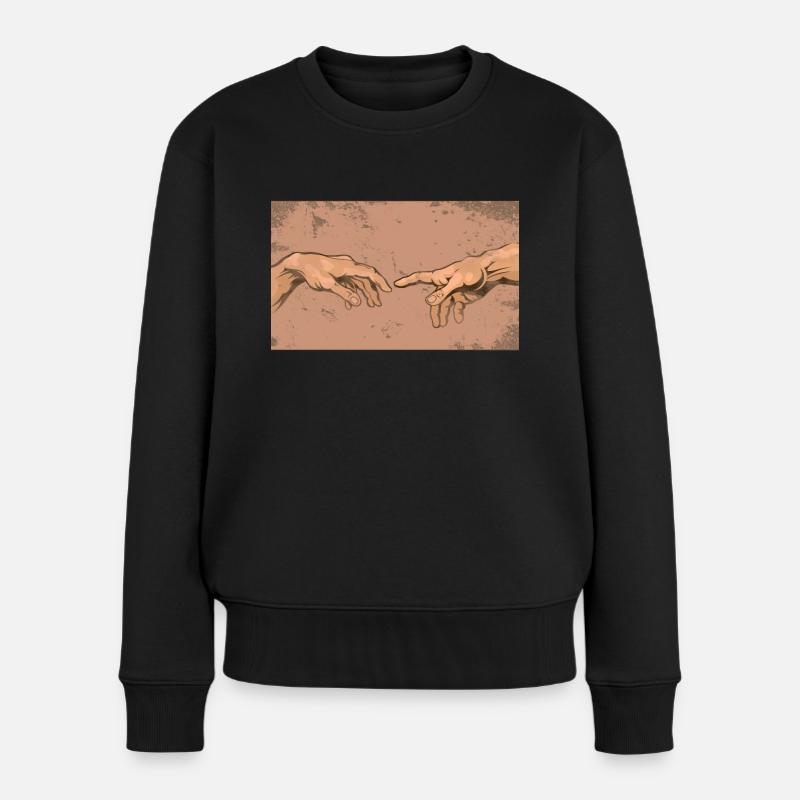 Die Erschaffung Michelangelo Kunstwerk Künstler - Frauen Premium Bio Pullover - Schwarz