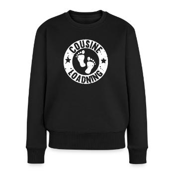 Cousine loading Werdende Cousine Vintage Geschenk - Frauen Premium Bio Pullover - Schwarz - Vorne - Julia (174cm)