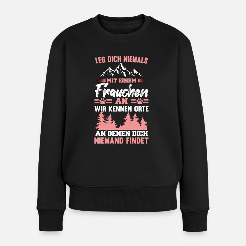 Frauchen Hund Hundebesitzer Hunde Geschenk - Frauen Premium Bio Pullover - Schwarz