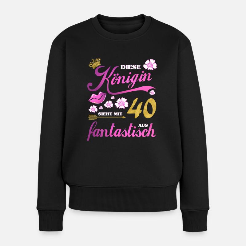 40. Geburtstag Königin Geschenk 40 Jahre - Frauen Premium Bio Pullover - Schwarz