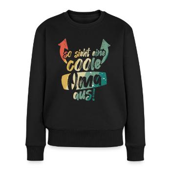 So sieht eine coole Oma aus Großmutter Vintage - Frauen Premium Bio Pullover - Schwarz - Vorne - Julia (174cm)