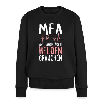 Medizinische Fachangestellte MFA Arzthelferin - Frauen Premium Bio Pullover - Schwarz - Vorne - Julia (174cm)
