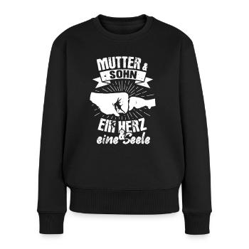 Mutter & Sohn Herz und Seele Muttertag Vintage - Frauen Premium Bio Pullover - Schwarz - Vorne - Julia (174cm)
