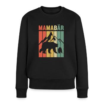 Mamabär Muttertag Retro Mutter Geschenk - Frauen Premium Bio Pullover - Schwarz - Vorne - Julia (174cm)