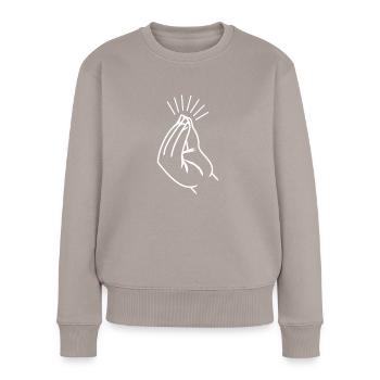 Italienisches Handzeichen Arbeitslose - Frauen Premium Bio Pullover - Taupe - Vorne - Julia (174cm)