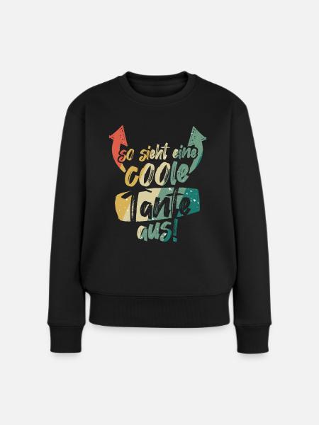 So sieht eine coole Tante aus Vintage Retro - Frauen Premium Bio Pullover - Schwarz