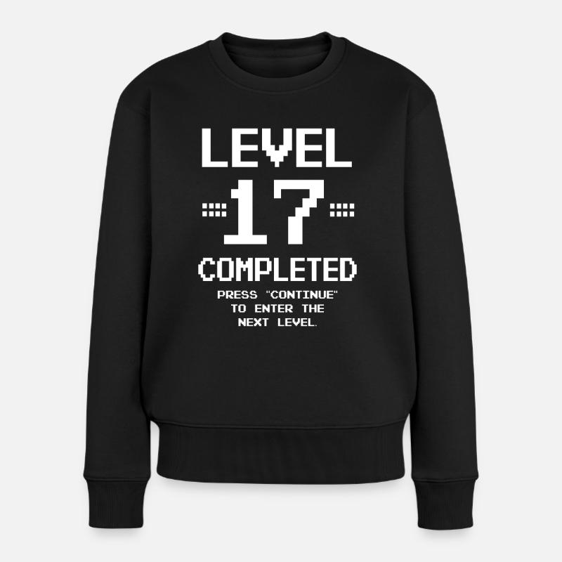 17. Geburtstag Retro Level 17 Jahre Party - Frauen Premium Bio Pullover - Schwarz