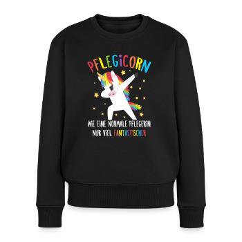 Altenpfleger Einhorn Dab Pflegerin Pflegicorn - Frauen Premium Bio Pullover - Schwarz - Vorne - Julia (174cm)