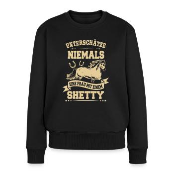 Cavalière femme Shetty cheval équitation cadeau - Pull Premium bio Femme - noir - Devant - Julia (174cm)