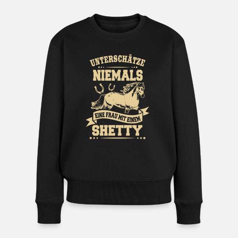 Reiterin Frau Shetty Pferd Reiten Geschenk - Frauen Premium Bio Pullover - Schwarz