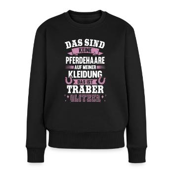 Traber Glitzer Pferdehaare Pferd Reiter - Frauen Premium Bio Pullover - Schwarz - Vorne - Julia (174cm)