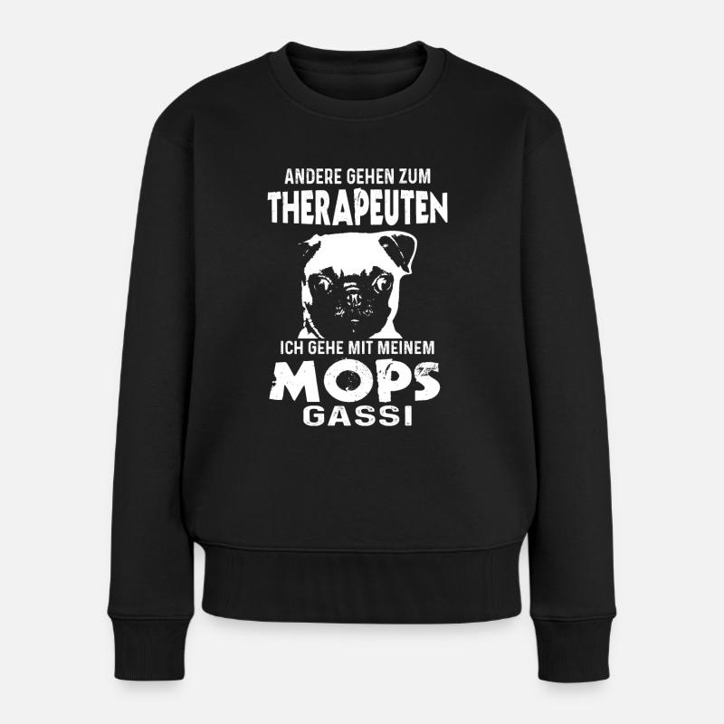 Mops Gassi Hundeliebhaber Lustig Hunde - Frauen Premium Bio Pullover - Schwarz