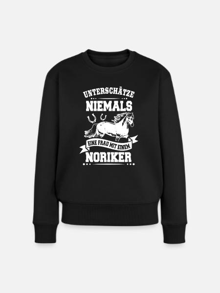 Reiterin Frau Noriker Pferd Reiten - Frauen Premium Bio Pullover - Schwarz
