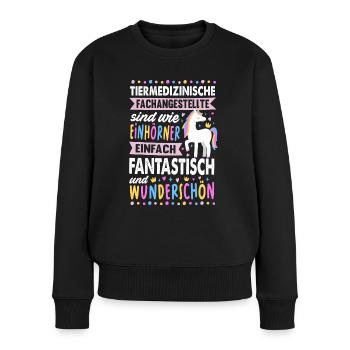 Tiermedizinische Fachangestellte Einhorn Tierarzt - Frauen Premium Bio Pullover - Schwarz - Vorne - Julia (174cm)
