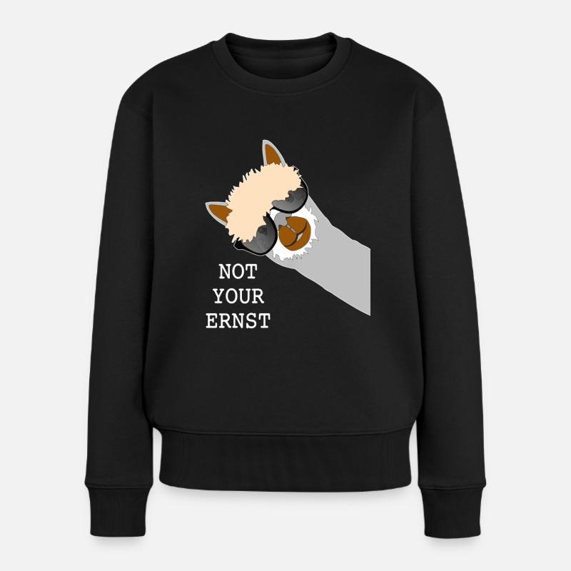 Lama Alpaka Nicht Dein Not Your Ernst - Denglisch - Frauen Premium Bio Pullover - Schwarz