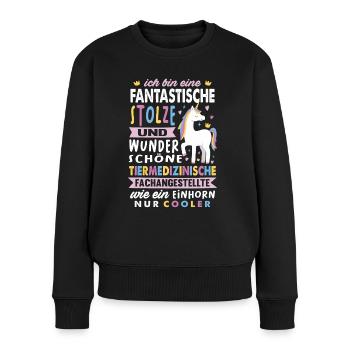 Tiermedizinische Fachangestellte Einhorn Tierarzt - Frauen Premium Bio Pullover - Schwarz - Vorne - Julia (174cm)