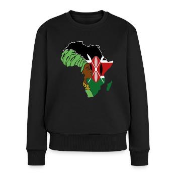 Kenya Kenianische Flagge Afrika Black Heritage - Frauen Premium Bio Pullover - Schwarz - Vorne - Julia (174cm)