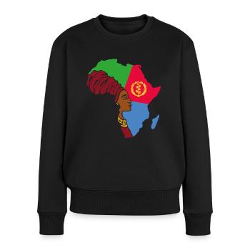 Eritrea Eritreische Flagge Asmara Black Heritage - Frauen Premium Bio Pullover - Schwarz - Vorne - Julia (174cm)