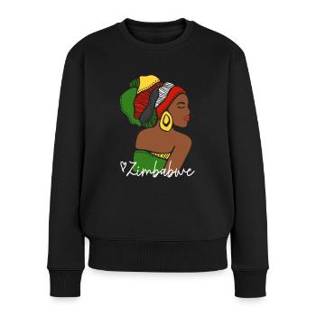Zimbabwe Zim Zimbabwe Afrique Drapeau Noir Patrimoine - Pull Premium bio Femme - noir - Devant - Julia (174cm)