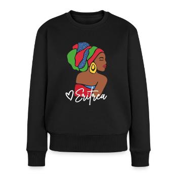 Eritrea Eritreische Flagge Asmara Black Heritage - Frauen Premium Bio Pullover - Schwarz - Vorne - Julia (174cm)