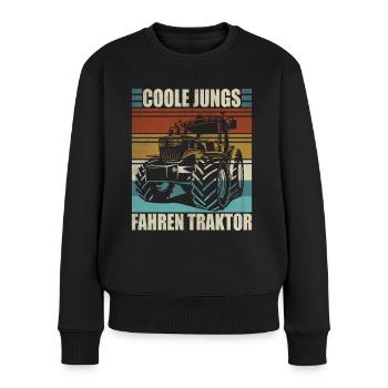 Traktor Junge Kleiner Landwirt Traktor - Frauen Premium Bio Pullover - Schwarz - Vorne - Julia (174cm)