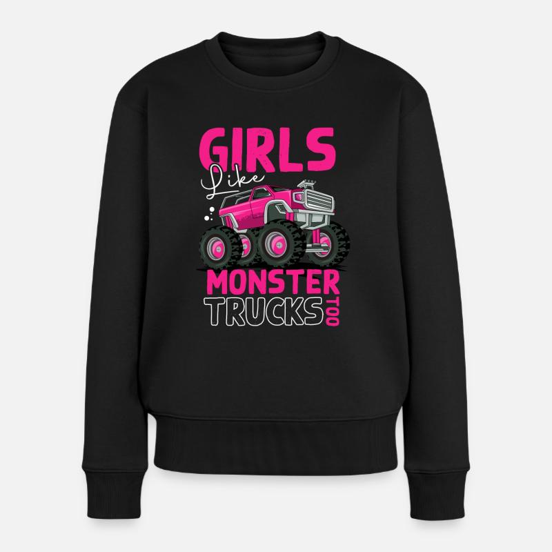 Coole Monster Trucks Mädchen Monster Truck - Frauen Premium Bio Pullover - Schwarz