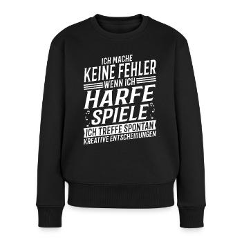 Harfenspieler Musikinstrument Musik Harfe - Frauen Premium Bio Pullover - Schwarz - Vorne - Julia (174cm)