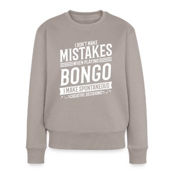 Bongo-Spieler Musikinstrument Musik Bongo - Frauen Premium Bio Pullover - Taupe - Vorne - Julia (174cm)