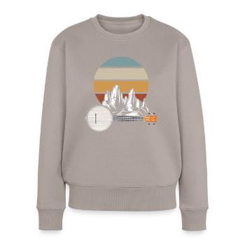 Retro Banjo Mountain Lovers Country Music - Women's Premium Organic Jumper - taupe - Front - Julia (174cm)
