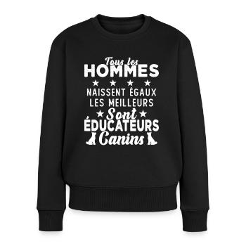 Homme Educateur Canin Chien Chiot Cadeau - Pull Premium bio Femme - noir - Devant - Julia (174cm)