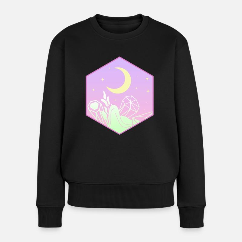 Pastel Goth Mond Kawaii Niedlicher Halbmond - Frauen Premium Bio Pullover - Schwarz