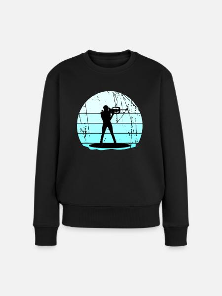 BIATHLON - Vintage - Wintersport - Frauen Premium Bio Pullover - Schwarz