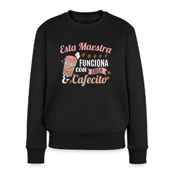Spanischlehrer Kaffee - Frauen Premium Bio Pullover - Schwarz - Vorne - Julia (174cm)