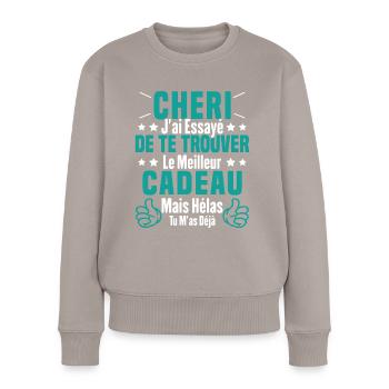 Chéri Saint Valentin Amour Couple Humour - Pull Premium bio Femme - taupe - Devant - Julia (174cm)