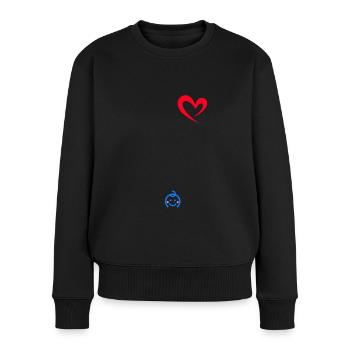 Schwanger Junge - Verbundene Herzen - Babybauch - Frauen Premium Bio Pullover - Schwarz - Vorne - Julia (174cm)