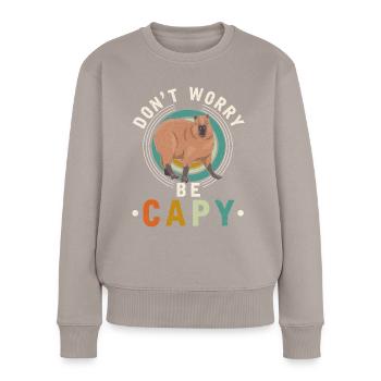 Sympathique amoureux des animaux Happy Capybara - Pull Premium bio Femme - taupe - Devant - Julia (174cm)