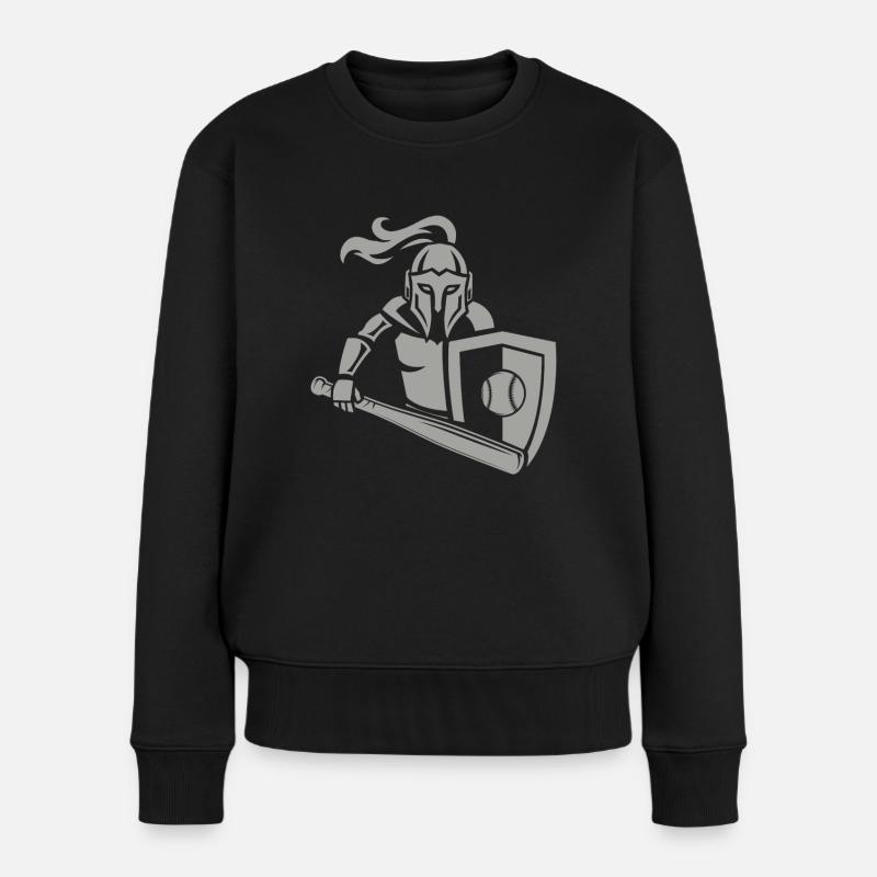 Mittelalterlicher Ritter Baseball - Frauen Premium Bio Pullover - Schwarz