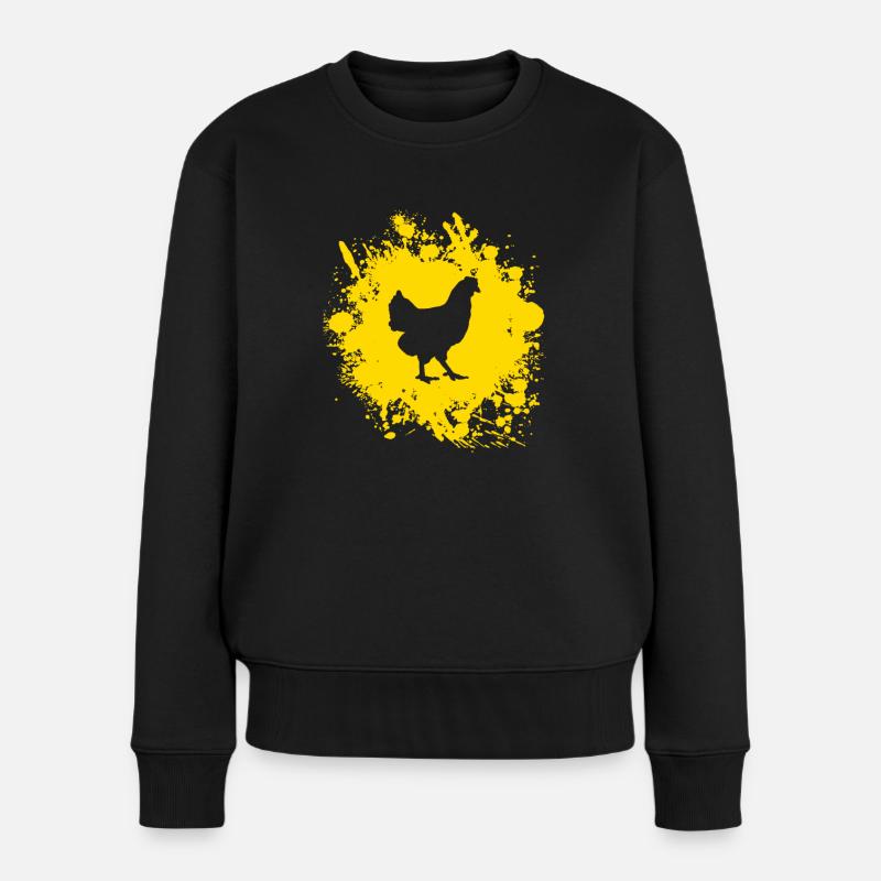 Meine Hühner Mädls - lustiger Spruch Huhn Züchter - Frauen Premium Bio Pullover - Schwarz