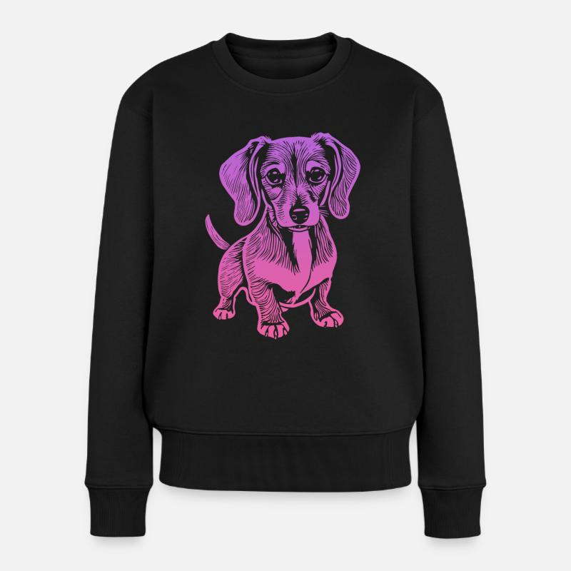 Dackel, mein treuer Begleiter - Welpe - Frauen Premium Bio Pullover - Schwarz