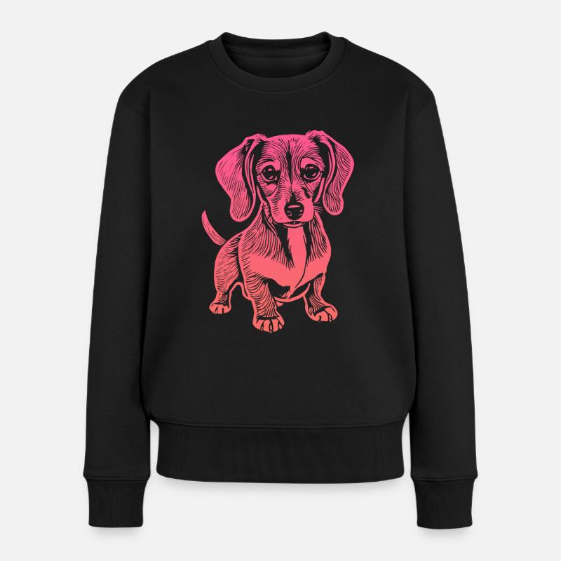 Dackel, mein treuer Begleiter - Welpe - Frauen Premium Bio Pullover - Schwarz