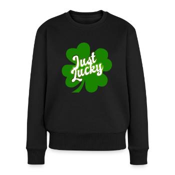 St Patrick’s Day - Just Lucky - Shamrock - Pull Premium bio Femme - noir - Devant - Julia (174cm)
