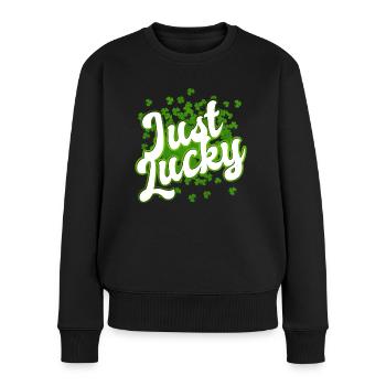 St Patrick’s Day - Just Lucky - Shamrock - Pull Premium bio Femme - noir - Devant - Julia (174cm)