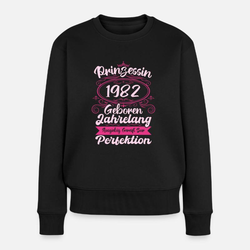 Prinzessin seit 1982 Geburtstag 1982 - Frauen Premium Bio Pullover - Schwarz