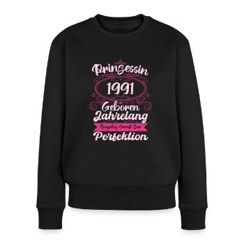 Prinzessin seit 1991 Geburtstag 1991 - Frauen Premium Bio Pullover - Schwarz - Vorne - Julia (174cm)