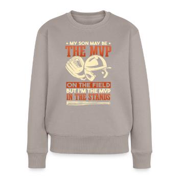 Funny Baseball Dad - Women's Premium Organic Jumper - taupe - Front - Julia (174cm)